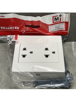 ชุดเต้ารับ เดี่ยว 3ขา 2ช่อง กลมแบน Surface socket 3 pin (HACO) M3N-E20