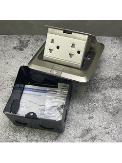 ปลั๊กฝังพื้นเต้ารับคู่ สีเงิน และ สีทอง / ปลั๊กกราวด์คู่+ปล๊อกฝังพื้น POP UP แบบโช๊ค / แบบสปริง (BEWON) BW-PU02SB