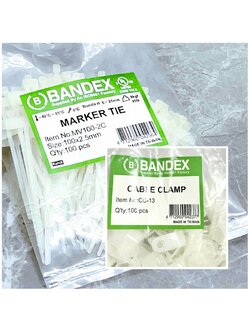 มาร์คเกอร์ไทร์ (สายรัดแบบมีป้าย) MARKER TIES, เคเบิ้ลแคล้ม CABLE CLAMP (BANDEX) MV-100-2C, MV-110-2C, MV-200-4C, NK series, CC series