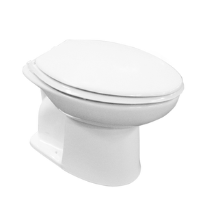 CORAL 7280 สุขภัณฑ์นั่งราบราดน้ำ ชนิดท่อลงพื้นพร้อมฝารองนั่งแบบ Elongate สีขาว