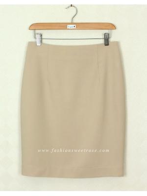 SK-390 กระโปรงแฟชั่น&ทำงาน ทรงดินสอ ผ้า Rose Skinny สีเบจ สไตน์เรียบหรู