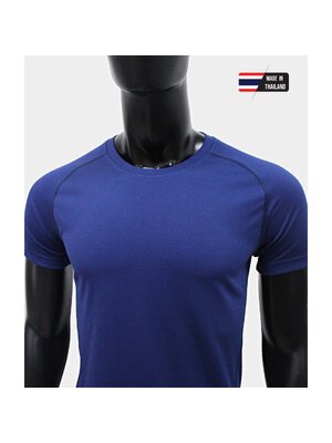 เสื้อคอกลม คอกลมไหล่สโลป ผ้าลายรังผึ้ง ไมโคร 100% สีกรม ใส่สบาย ระบายเหงื่อได้ดี