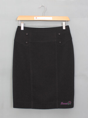 SK-501 กระโปรงทรงสอบ ผ้า Micro สีดำ