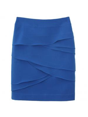 กระโปรงแฟชั่น&ทำงาน ทรงสอบ ผ้าไหมอิตาลีสีฟ้าน้ำทะเล / SK-255