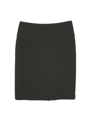 SK-457 กระโปรงทรงสอบ ผ้า Double Twist สีดำ