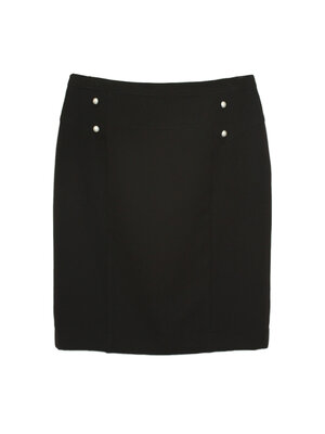 SK-448 กระโปรงทรงสอบ ผ้า Double Twist สีดำ