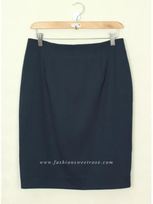 SK-393 กระโปรงแฟชั่น&ทำงาน ทรงดินสอ ผ้า Rose Skinny สีน้ำเงิน สไตน์เรียบหรู