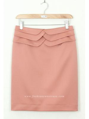 SK-304 กระโปรงแฟชั่น&ทำงาน ทรงสอบ ผ้า ZARA สีพีช Peach