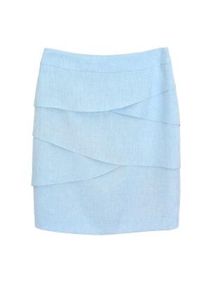 กระโปรงทรงสอบ ผ้าลินินไอริสสีฟ้ามีลายในตัว / SK-462