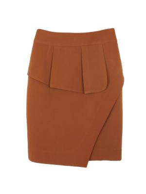 SK-168 กระโปรงแฟชั่น&ทำงาน ทรงสอบ ผ้าไหมอิตาลีสีน้ำตาล Tamarind