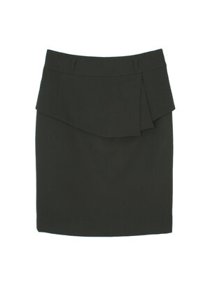 SK-455 กระโปรงแฟชั่น&ทำงาน ทรงสอบ ผ้า Double Twist สีดำ