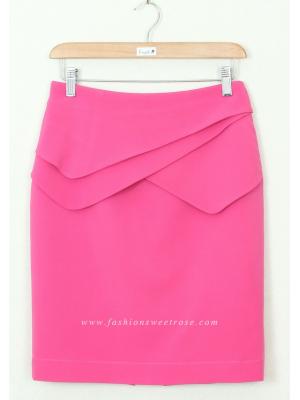 SK-293 กระโปรงแฟชั่น&ทำงาน ทรงสอบ ผ้าไหมอิตาลีสีชมพู Pink Candy
