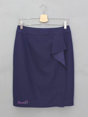 SK-503 กระโปรงทรงสอบ ผ้าเมแกนสีน้ำเงิน