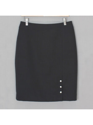 SK-445 กระโปรงแฟชั่น-ทำงาน ทรงสอบ ผ้า Double Twist สีดำ