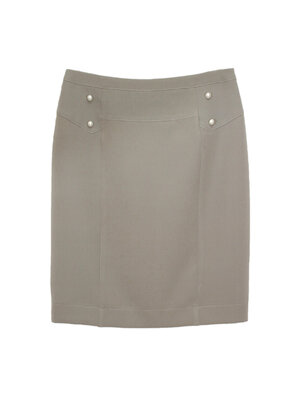 SK-449 กระโปรงทรงสอบ ผ้า Double Twist สีเทา