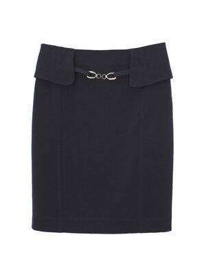 SK-492 กระโปรงทรงสอบ ผ้าไมโครสีน้ำเงินเข้ม