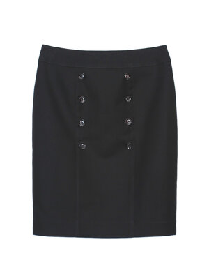 SK-489 กระโปรงทรงสอบ ผ้าคอตต้อนญี่ปุ่นเนื้อสเปนเดกสีดำ