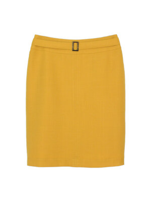 กระโปรงทรงสอบ ผ้า Double Twist สีเหลืองทอง / SK-458