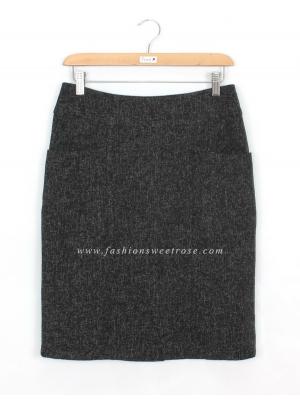 SK-420 กระโปรงแฟชั่น ทรงสอบ ผ้า CHANEL โทนสีดำ