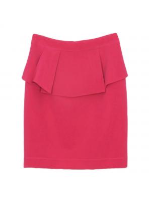 SK-276 กระโปรงแฟชั่น&ทำงาน ทรงสอบ ผ้าไหมอิตาลีสีชมพูบานเย็น หน้ากระโปรงจับจีบระบาย