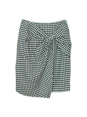 SK-365 กระโปรงแฟชั่น กระโปรงทำงาน ทรงสอบ ผ้าทอลายชิโนริ โทนสีดำ ด้านหน้าดีไซน์เป็นโบว์ใหญ่