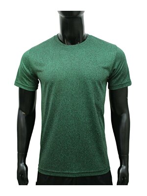 คอกลม ลายพิมพ์ดำ ผ้าดาวกระจาย Dark Green