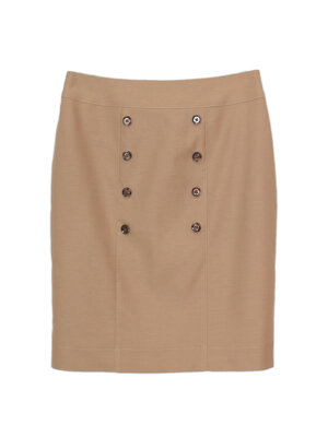 SK-490 กระโปรงทรงสอบ ผ้าคอตต้อนญี่ปุ่นเนื้อสเปนเดกสีเบจ