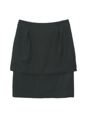 SK-349 กระโปรงแฟชั่น&ทำงาน ทรงสอบ ผ้าสลาฟญี่ปุ่นสีดำ ตัวกระโปรงซ้อนกัน 2 ชั้น