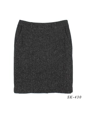 SK-430 กระโปรงแฟชั่น&ทำงาน ทรงสอบ ผ้า CHANEL สีดำ มีกระเป๋าล้วง 2 ข้าง