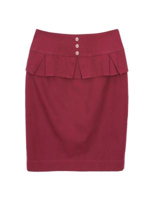 SK-165 กระโปรงแฟชั่น&ทำงาน ทรงสอบ ผ้าคอตต้อนญี่ปุ่นสีม่วง