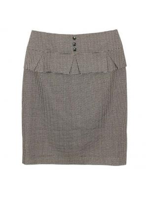 SK-202 กระโปรงแฟชั่น&ทำงาน ทรงสอบ ผ้าคอตต้อนญี่ปุ่นสีน้ำตาลพิมพ์ลายสก็อตเล็กๆ