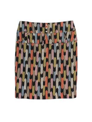 SK-476 กระโปรงทรงสอบ ผ้าคอตต้อนญี่ปุ่นพิมพ์ลายกราฟฟิกหลากสี