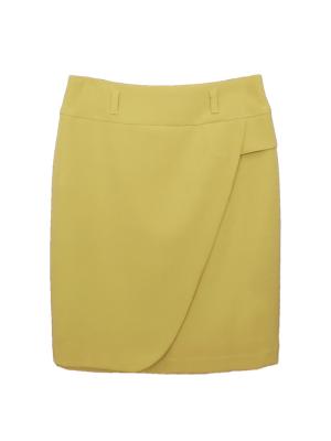 SK-442 กระโปรงทรงสอบ ผ้า Double Twist สีเขียว