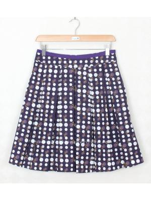 SK-303 กระโปรงแฟชั่น&ทำงาน ทรงบาน ผ้าคอตตอนญี่ปุ่น พิมพ์ลายจุดโทนม่วง