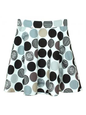 SK-334 กระโปรงแฟชั่น&ทำงาน ทรงย้วย ผ้าคอตต้อนญี่ปุ่นพิมพ์ลายวงกลมกราฟฟิก