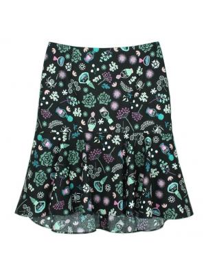 SK-262 กระโปรงแฟชั่น&ทำงาน ทรงย้วย ผ้าคอตตอนญี่ปุ่นพิมพ์ลายกราฟฟิคดอกกุหลาบและขวดน้ำหอม