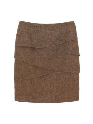 กระโปรงทรงสอบ ผ้าลินินไอริสสีน้ำตาล มีลายในตัว / SK-467