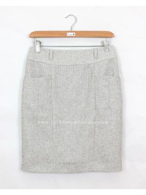 SK-418 กระโปรงแฟชั่น&ทำงาน ทรงสอบ ผ้า CHANEL โทนสีเทาอ่อน