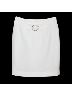 SK-435 กระโปรงทรงดินสอ ผ้า CHANEL สีขาว