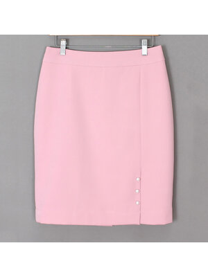 SK-446 กระโปรงแฟชั่น&ทำงาน ทรงสอบ ผ้า Double Twist สีชมพู