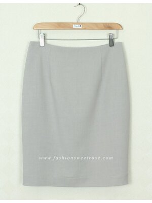 SK-392 กระโปรงแฟชั่น&ทำงาน ทรงดินสอ ผ้า Rose Skinny สีเทา สไตน์เรียบหรู