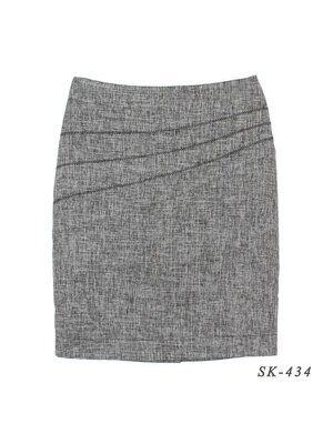 SK-434 กระโปรงทรงสอบ ผ้าคอตต้อนลินินไอริส สีดำ