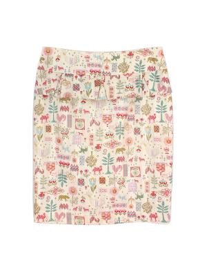 SK-475 กระโปรงทรงสอบ ผ้าคอตต้อนญี่ปุ่นพิมพ์ลายคอสติส