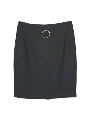 SK-436 กระโปรงทรงดินสอ ผ้า Double Twist สีดำ