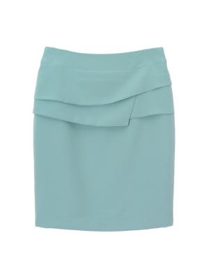 SK-470 กระโปรงทรงสอบ ผ้า Double Twist สีฟ้าพาสเทล