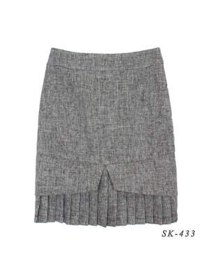 SK-433 กระโปรงทรงสอบ ผ้าคอตต้อนลินินไอริส สีดำ