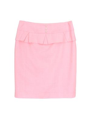 SK-474 กระโปรงทรงสอบ ผ้าคอตต้อนญี่ปุ่นลายจุดสีชมพู