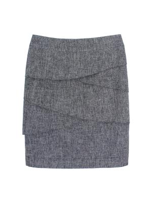 กระโปรงทรงสอบ ผ้าลินินไอริสสีน้ำเงินเข้มมีลายในตัว / SK-461