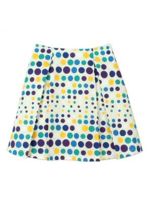 SK-257 กระโปรงแฟชั่น&ทำงาน ทรงบาน ผ้าคอตตอนญี่ปุ่น พิมพ์ลายจุดหลากสี