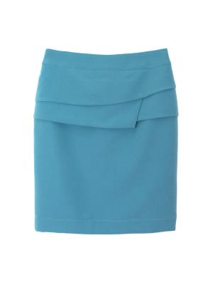 SK-471 กระโปรงทรงสอบ ผ้า Double Twist สีฟ้า